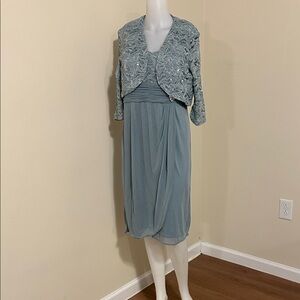 Chic Lace Overlay Dress in Sage